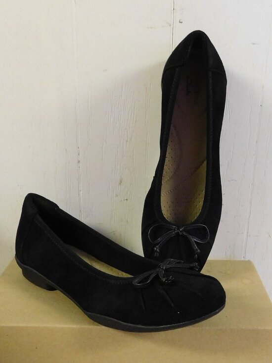 Clarks Shoes - Clarks Black Suede Ballerina Flat Style Shoes sz 7 Med